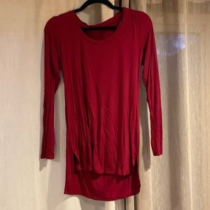 Red, high low shirt